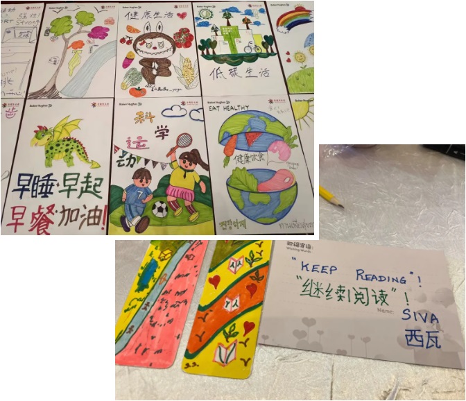 志愿者們制作的健康海報和祝福書簽 志愿者們制作的健康海報和祝福書簽